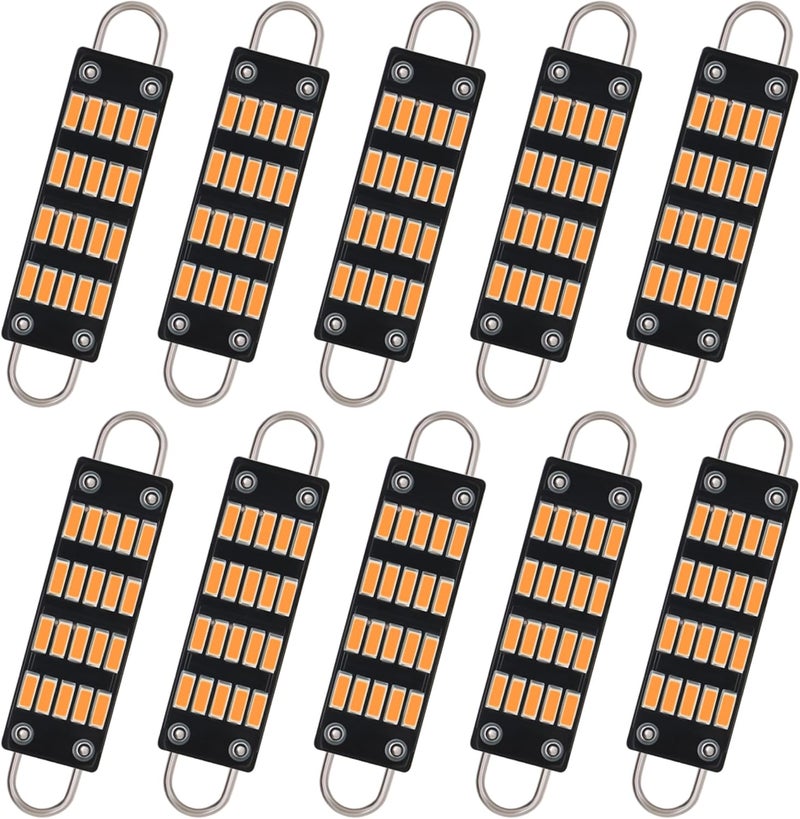 QAUBEN Store Festoon 44mm 1.73" 4014 20-SMD Rigid Loop Super Bright Amber 561 562 567 564 LED Bulbs for Car Interior Map Dome Courtesy Step Lights DC 12V 1W, Pack of 10 - Image 1